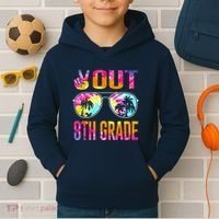 Peace Out 8th Grade Tie Dye Graduation Last Day Of School Kids Hoodie thumb 2