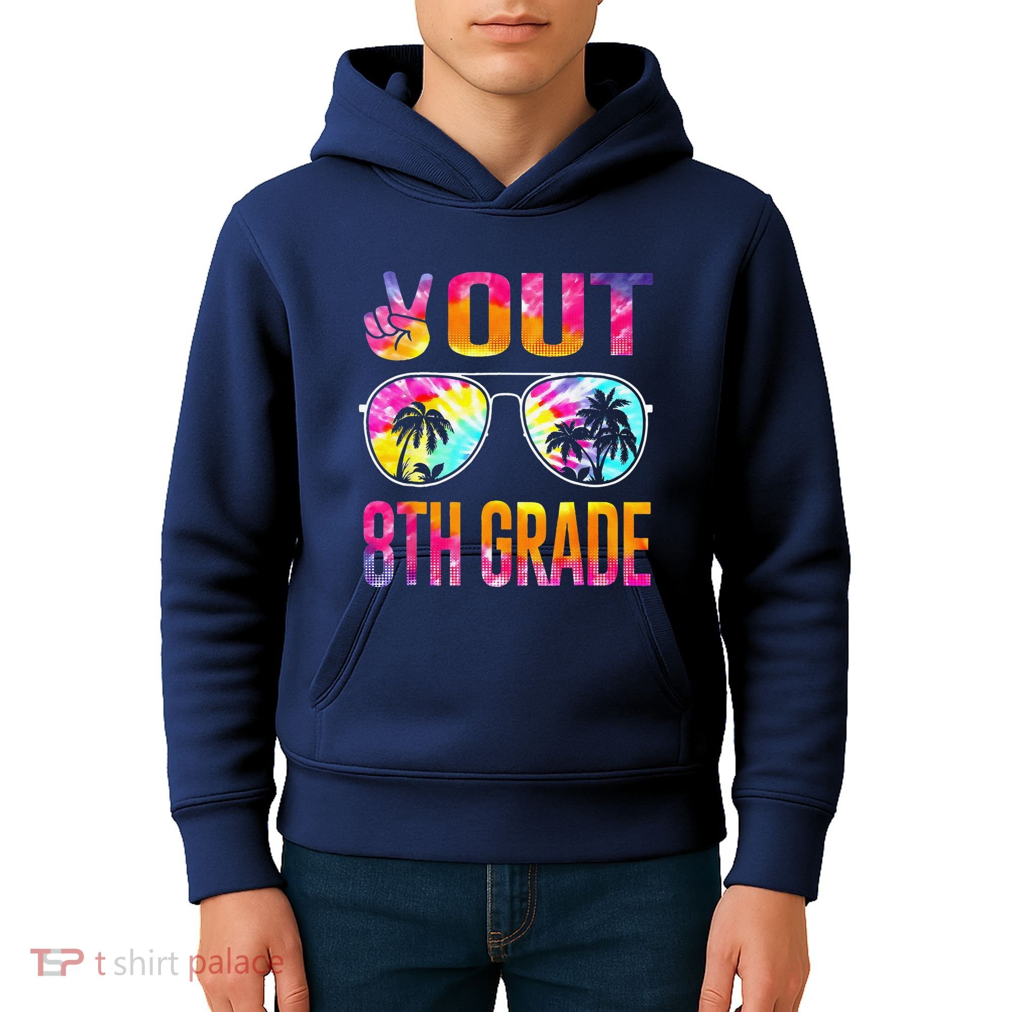 Peace Out 8th Grade Tie Dye Graduation Last Day Of School Kids Hoodie