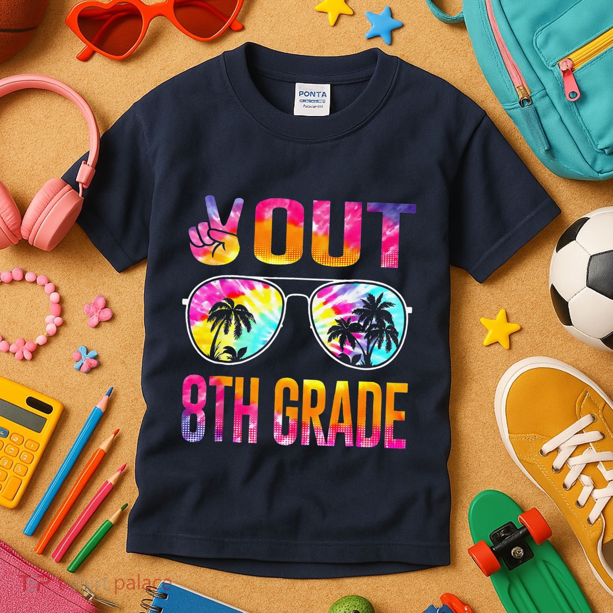 Peace Out 8th Grade Tie Dye Graduation Last Day Of School Kids T-Shirt