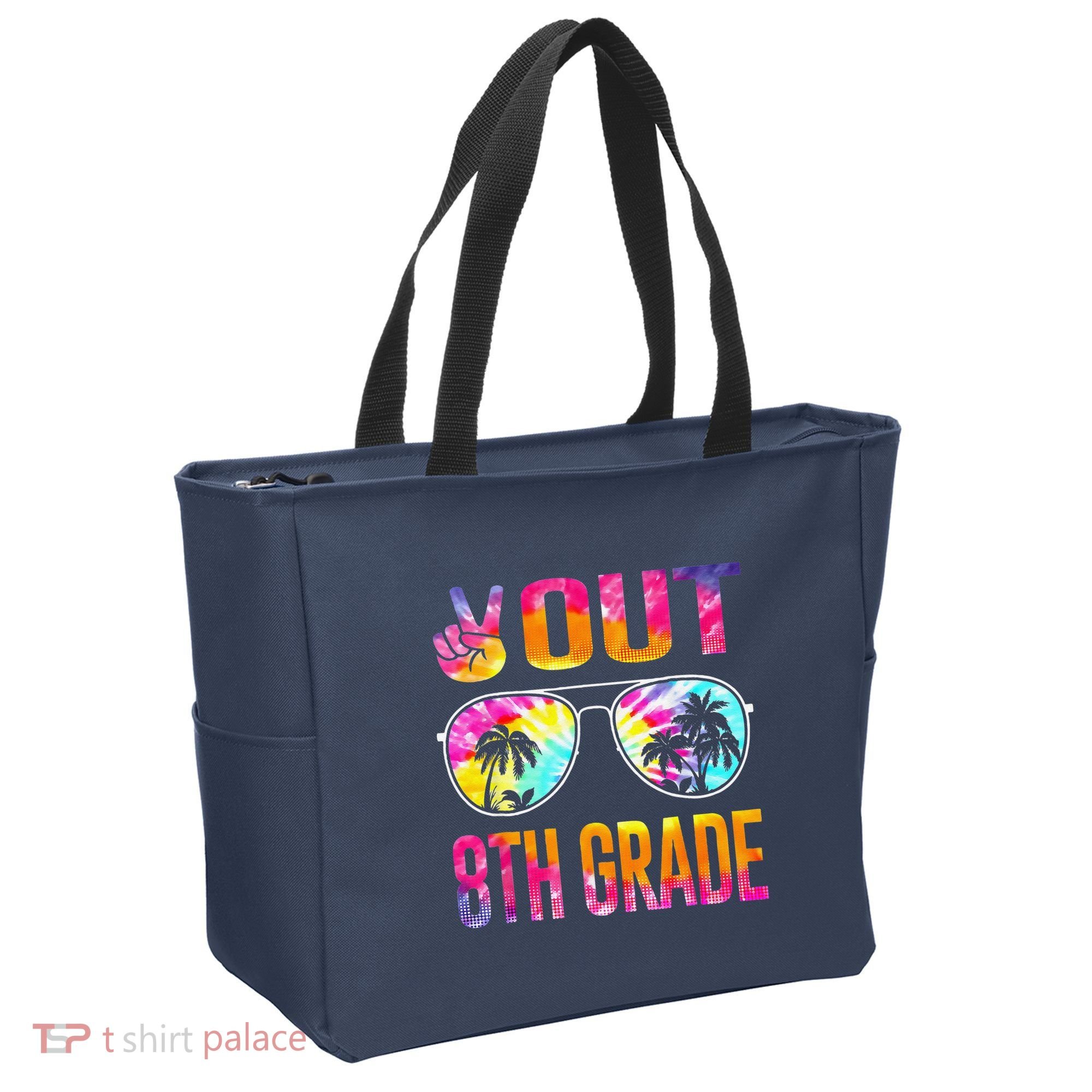Peace Out 8th Grade Tie Dye Graduation Last Day Of School Tote Bag