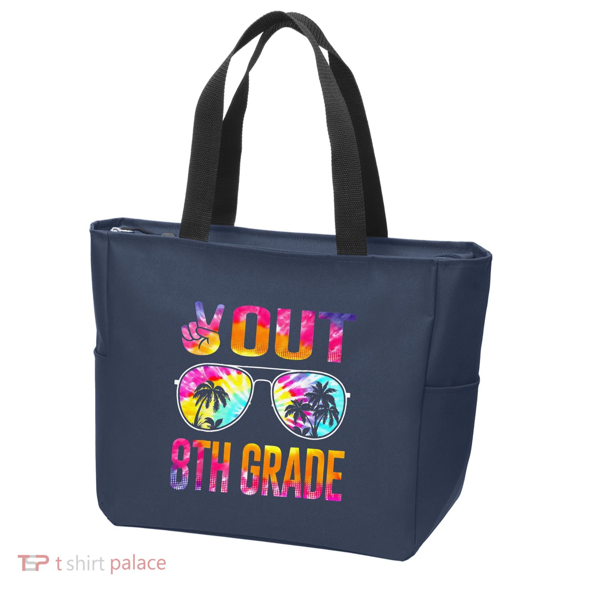 Peace Out 8th Grade Tie Dye Graduation Last Day Of School Tote Bag