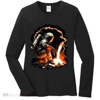 Parody Of Astronaut Becoming A Welder In Space Women's Long Sleeve Shirt thumb 0