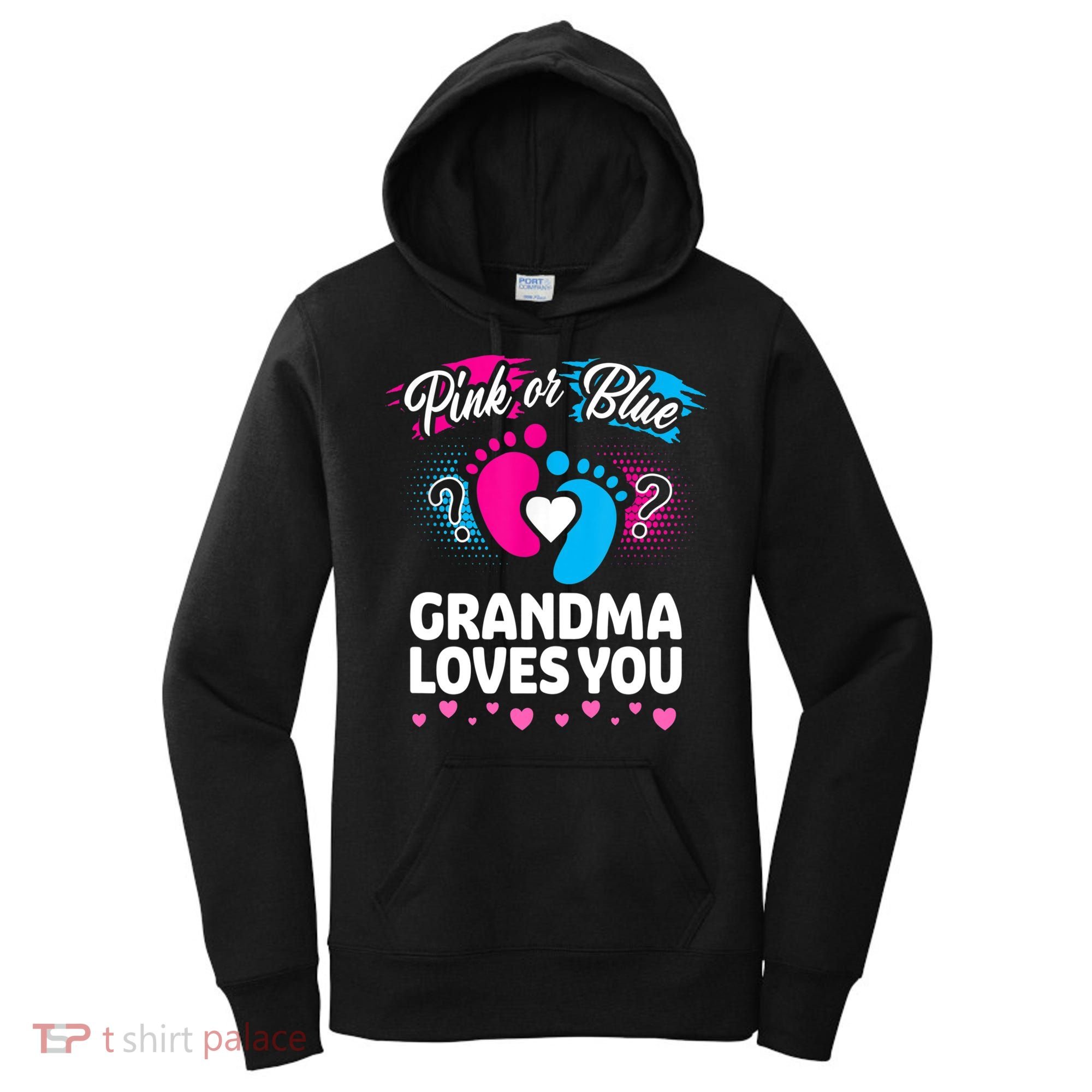 Pink Or Blue Grandma Loves You Gift Gender Reveal Cool Gift Women's Hoodie