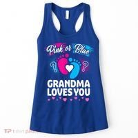 Pink Or Blue Grandma Loves You Gift Gender Reveal Cool Gift Women's Tank Top thumb 0