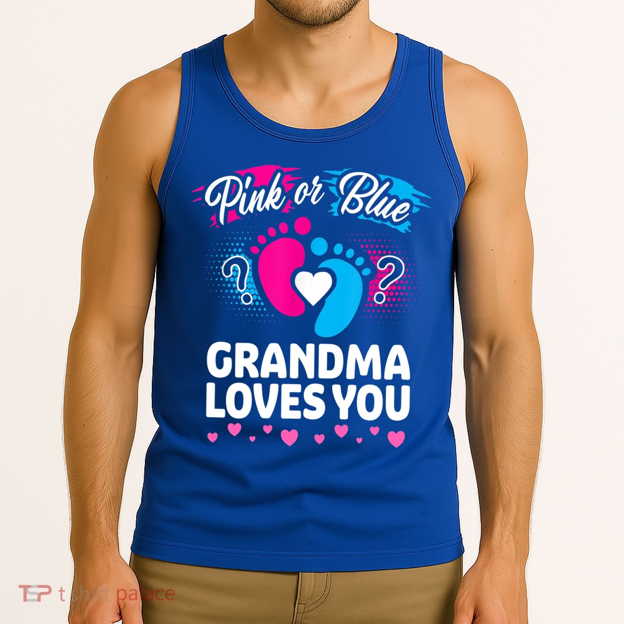 Pink Or Blue Grandma Loves You Gift Gender Reveal Cool Gift Tank Top