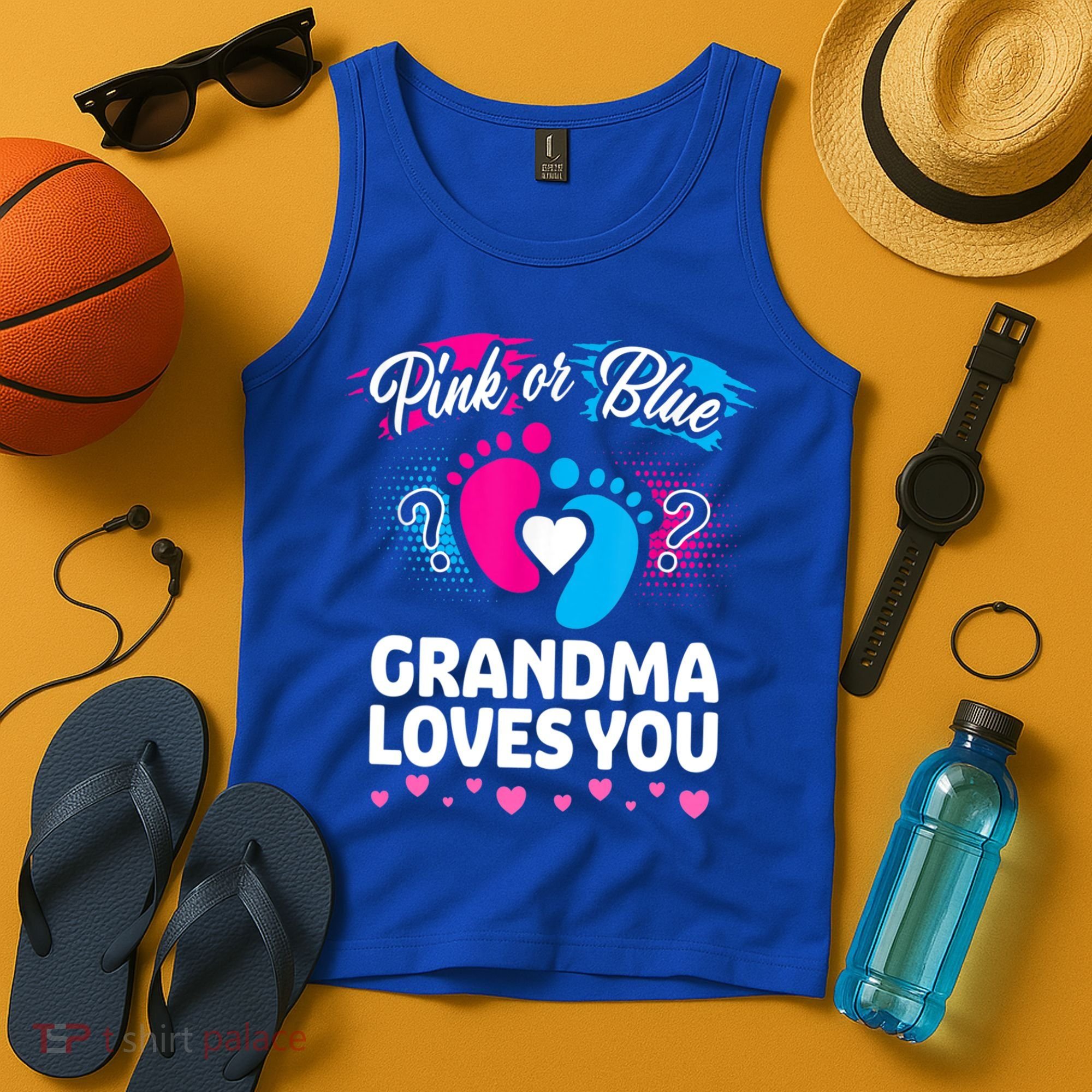 Pink Or Blue Grandma Loves You Gift Gender Reveal Cool Gift Tank Top