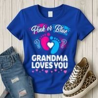 Pink Or Blue Grandma Loves You Gift Gender Reveal Cool Gift Women's T-Shirt thumb 3