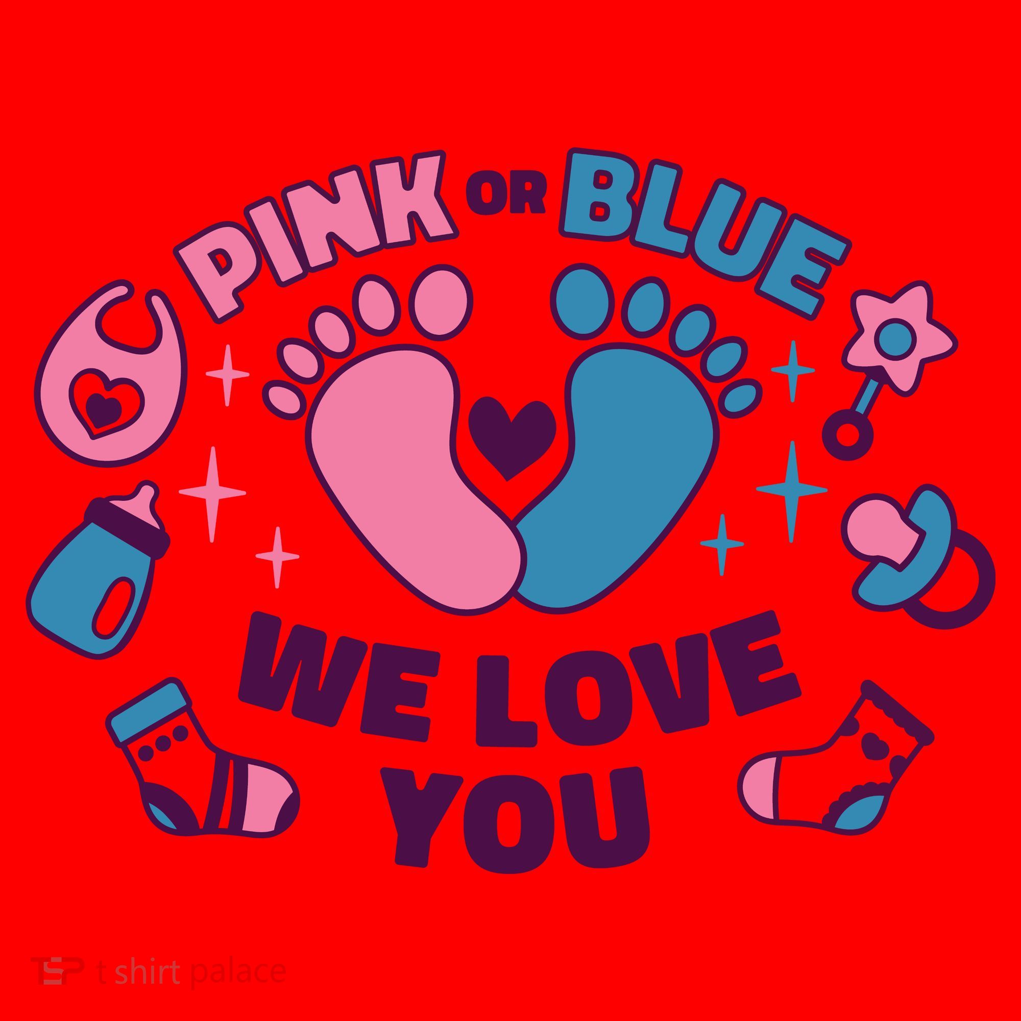 Pink Or Blue We Love You Pregnancy Reveal Santa Hat