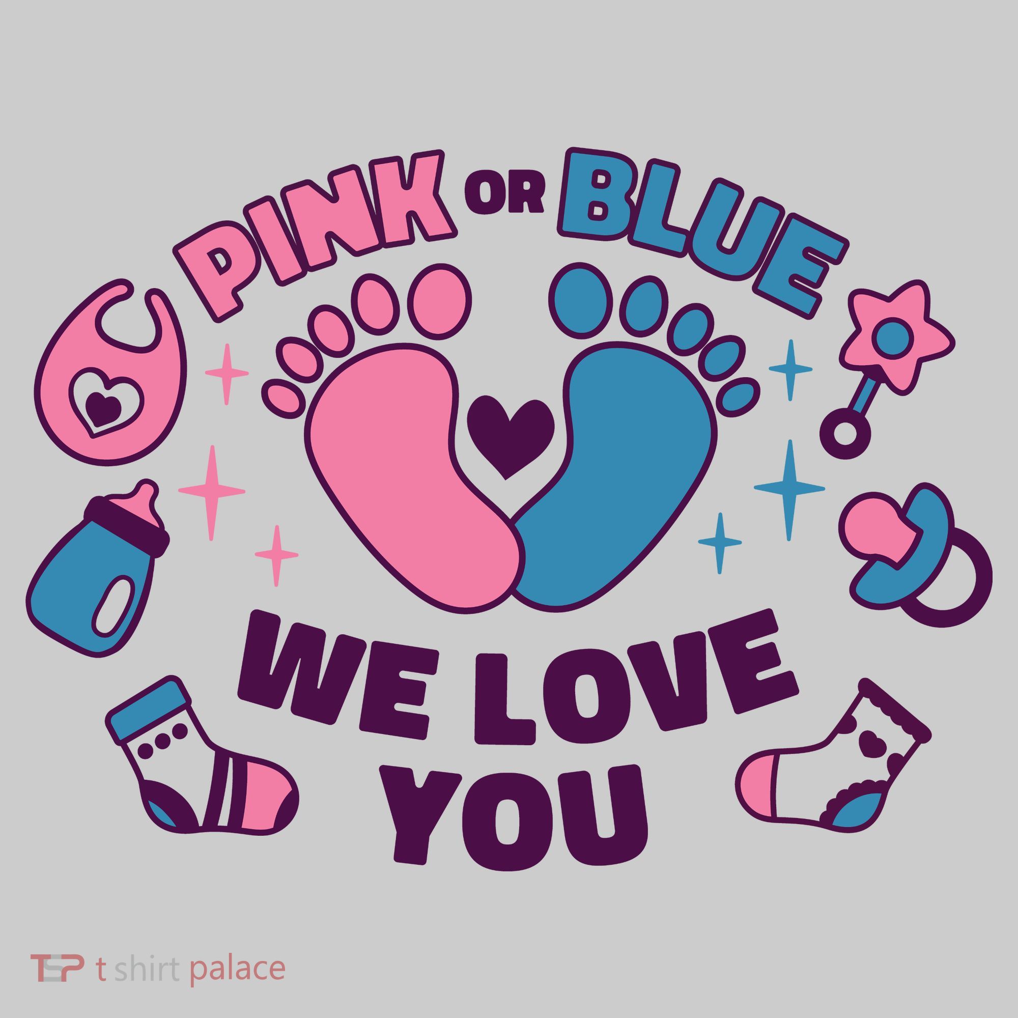 Pink Or Blue We Love You Pregnancy Reveal Performance Fleece Hoodie