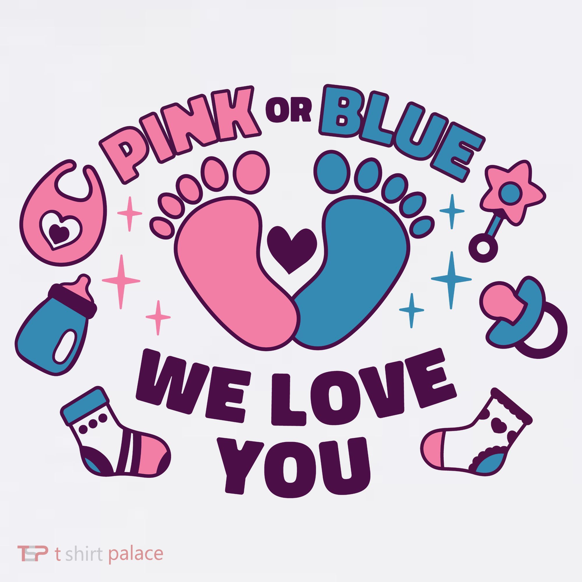 Pink Or Blue We Love You Pregnancy Reveal T-Shirt