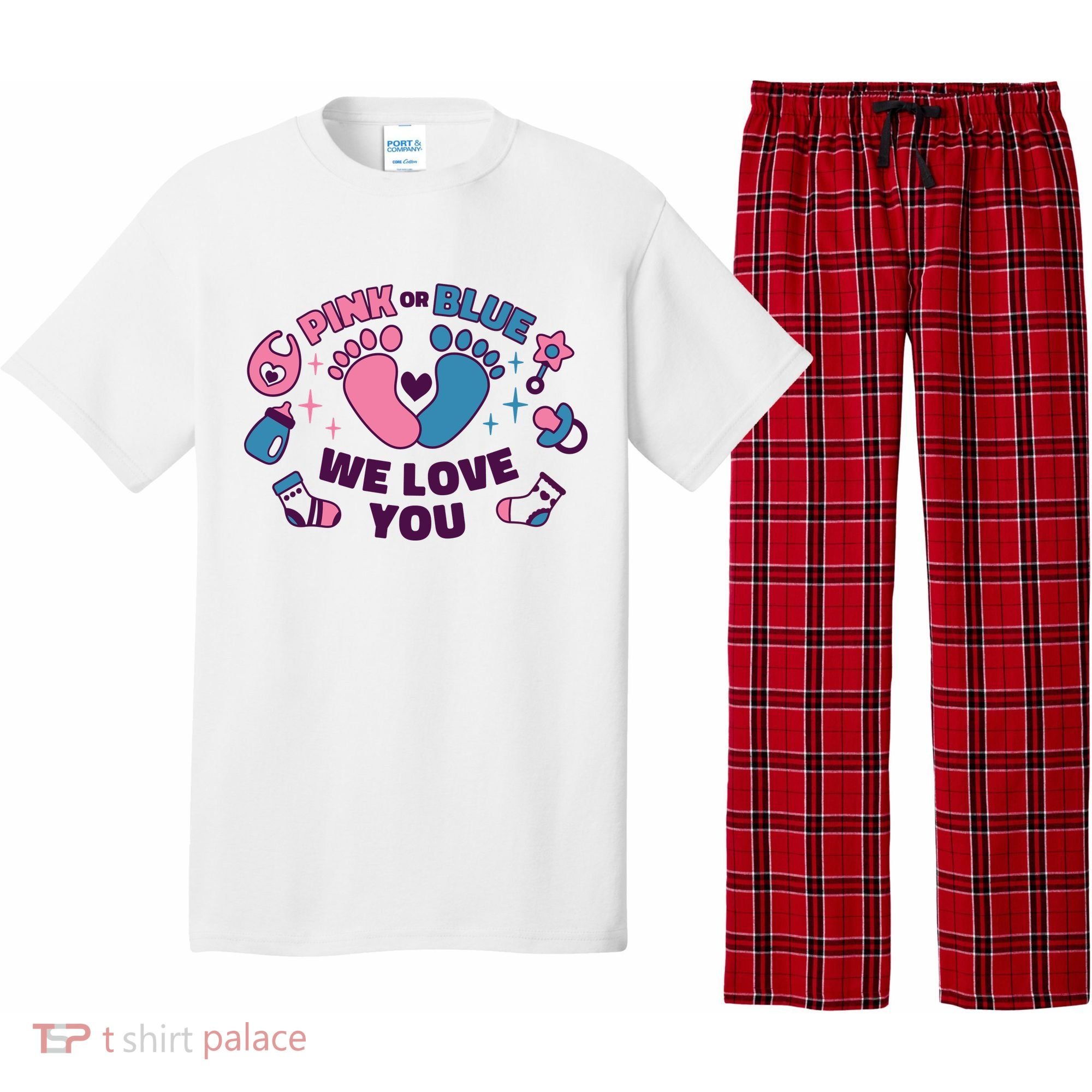 Pink Or Blue We Love You Pregnancy Reveal Pajama Set