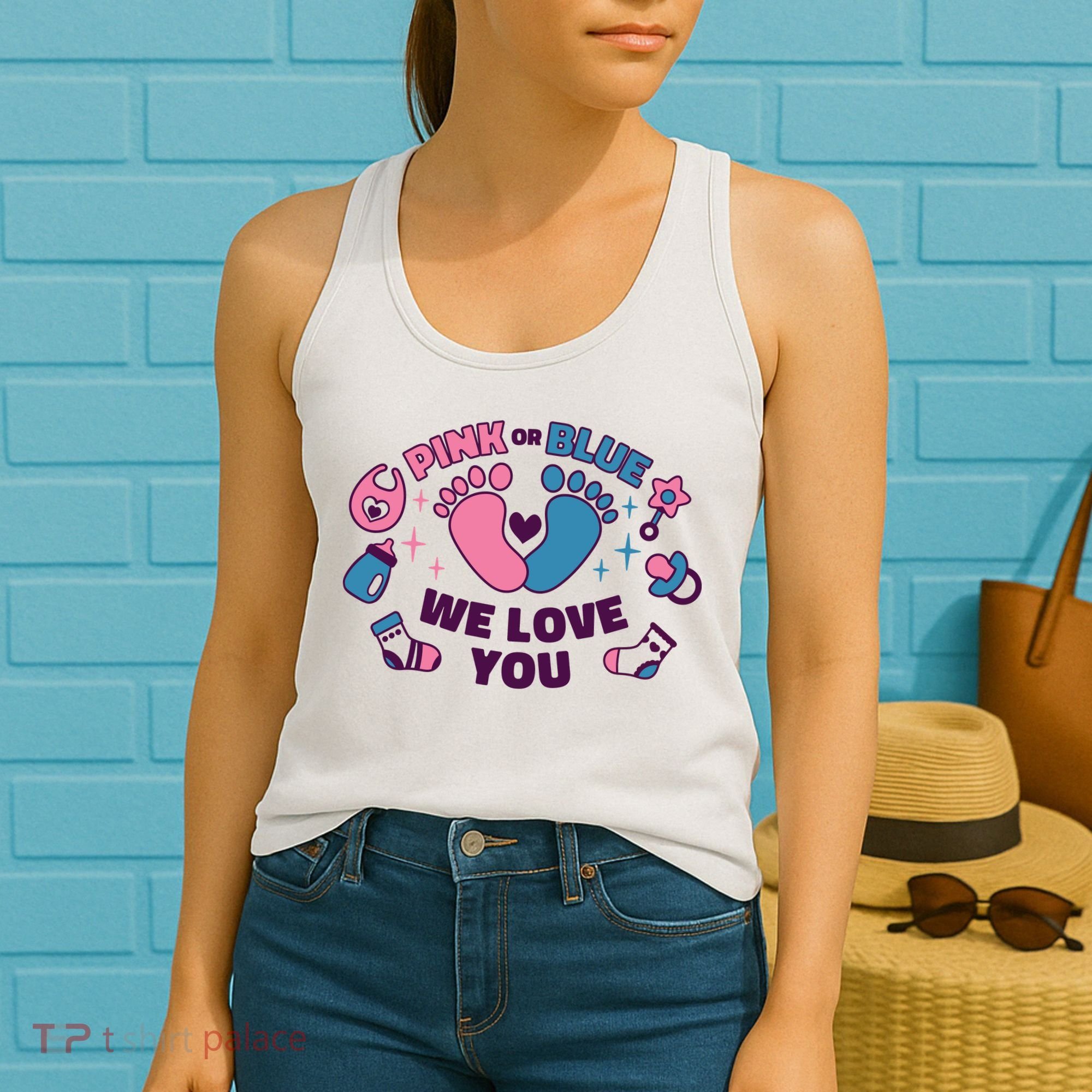 Pink Or Blue We Love You Pregnancy Reveal Women's Tank Top