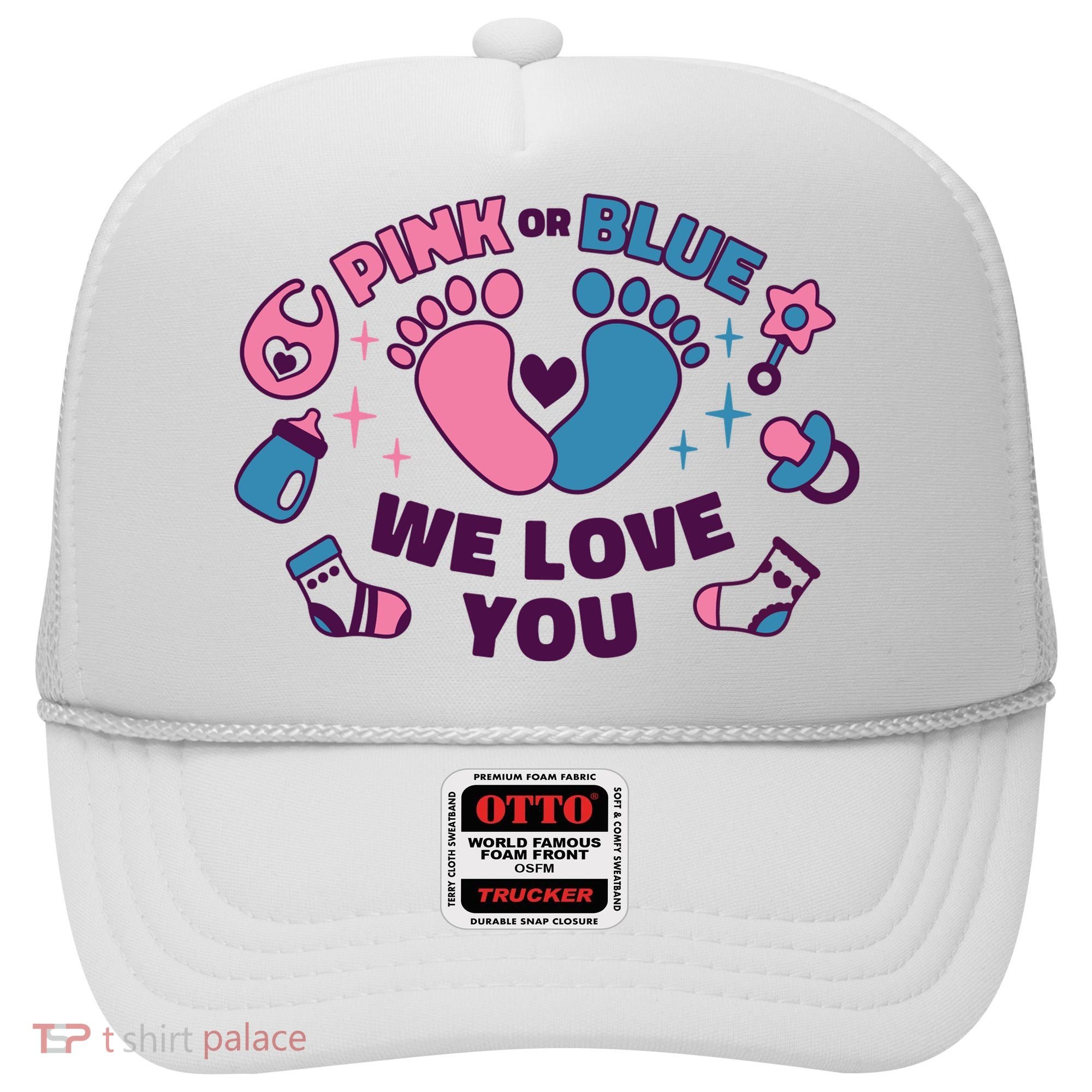 Pink Or Blue We Love You Pregnancy Reveal Hat