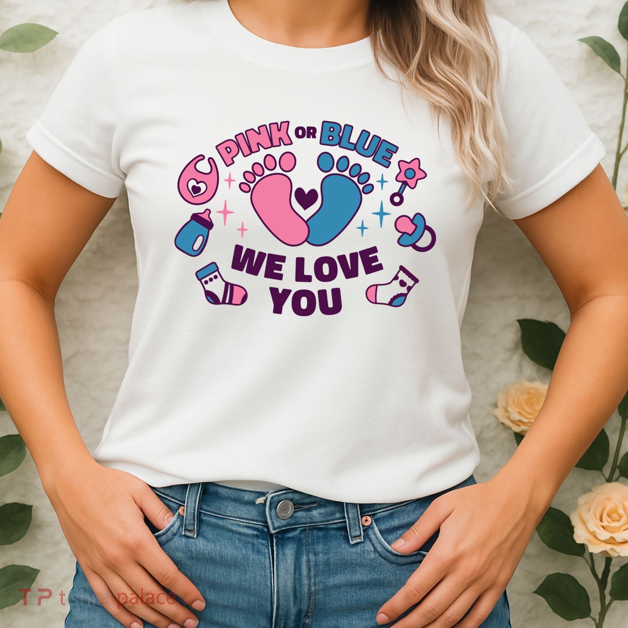 Pink Or Blue We Love You Pregnancy Reveal Women's T-Shirt