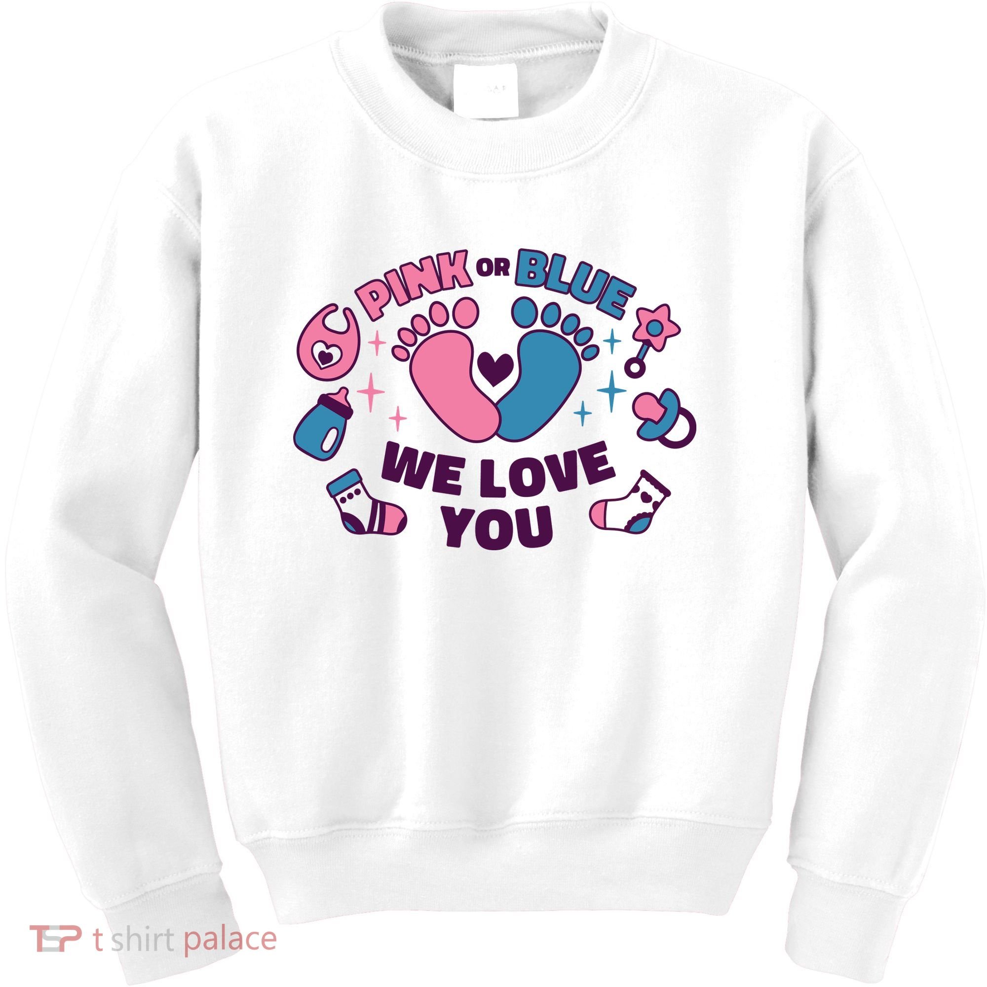 Pink Or Blue We Love You Pregnancy Reveal Kids Sweatshirt