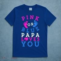 Pink Or Blue Papa Loves You Gift Gender Reveal Great Gift T-Shirt thumb 5