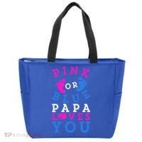 Pink Or Blue Papa Loves You Gift Gender Reveal Great Gift Tote Bag thumb 0