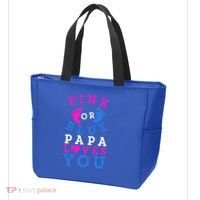 Pink Or Blue Papa Loves You Gift Gender Reveal Great Gift Tote Bag thumb 3