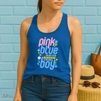 Pink Or Blue We Love You But Awesome If Boy Gender Reveal Gift Women's Tank Top thumb 2