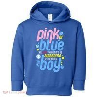 Pink Or Blue We Love You But Awesome If Boy Gender Reveal Gift Toddler Hoodie thumb 0