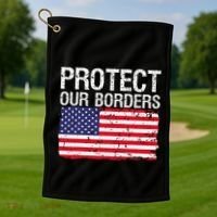 Protect Our Borders Law Enforcement Legal Immigration Golf Towel thumb 1