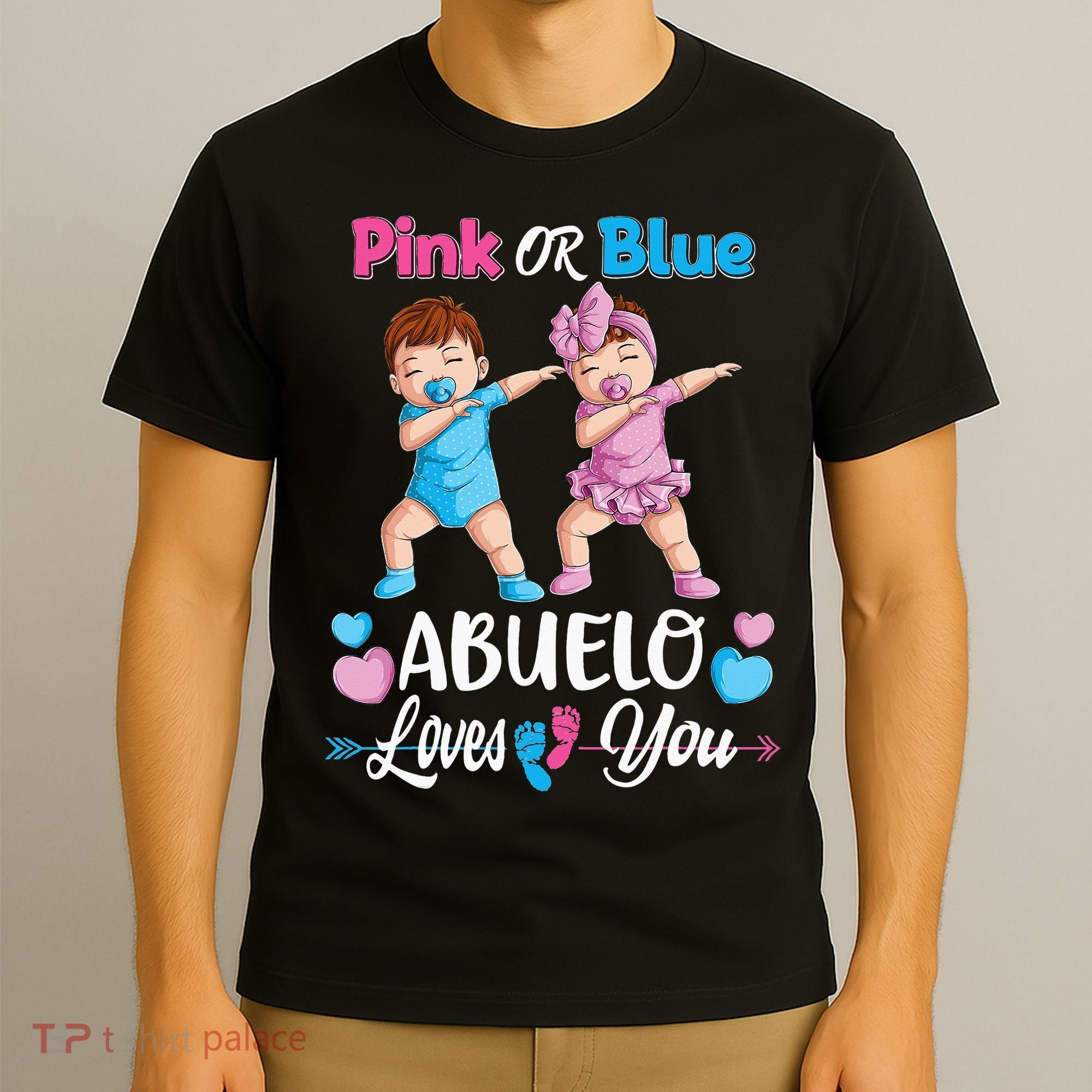 Pink Or Blue Abuelo Loves You Baby Gender Reveal Party T-Shirt