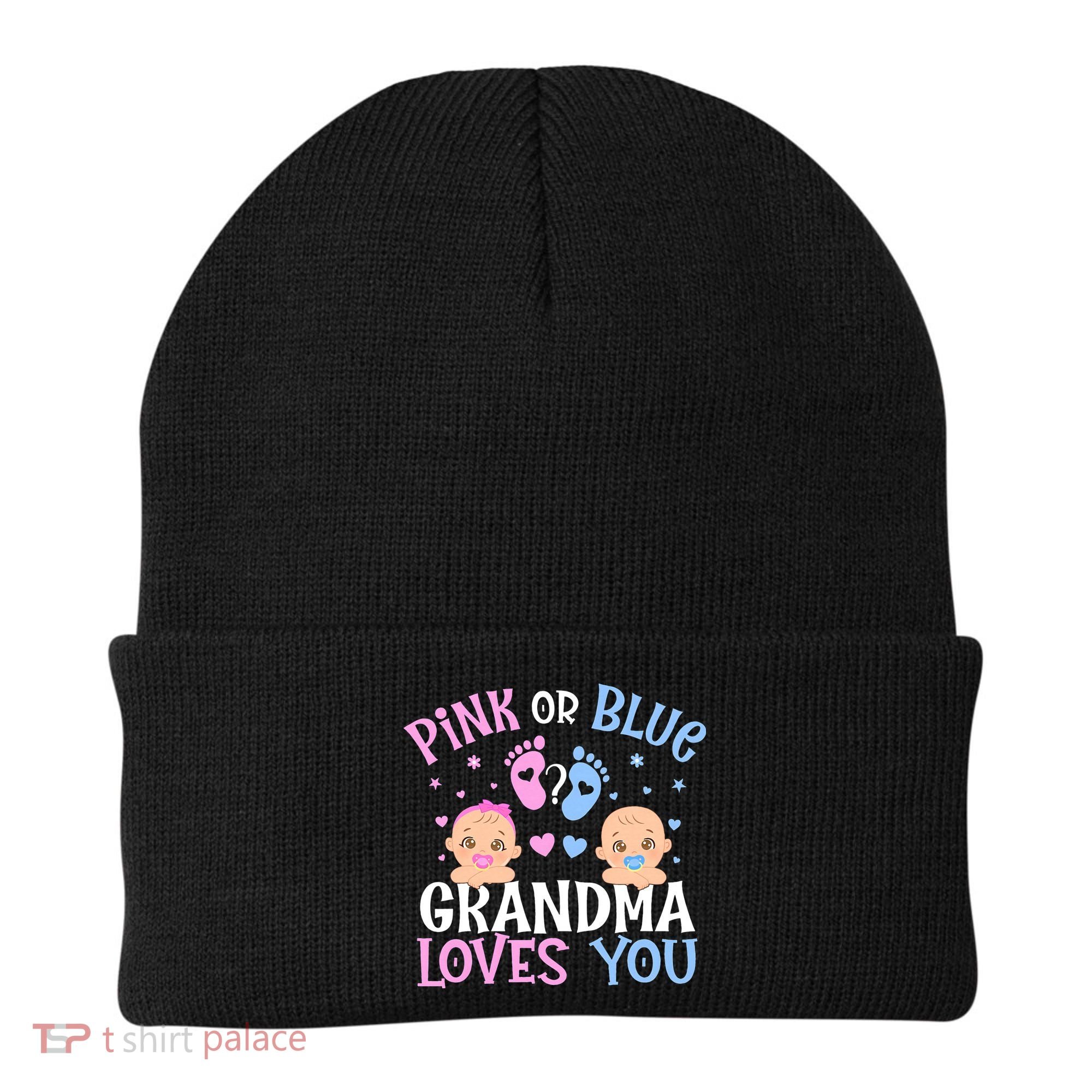 Pink Or Blue Gender Reveal Grandma Loves You Beanie