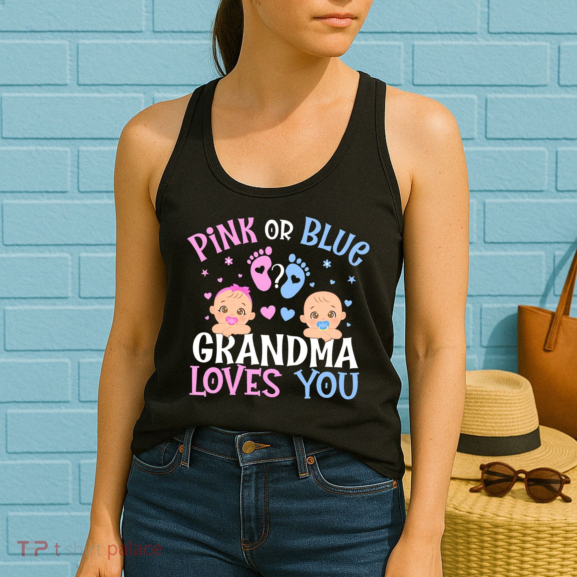 Pink Or Blue Gender Reveal Grandma Loves You Women's Tank Top