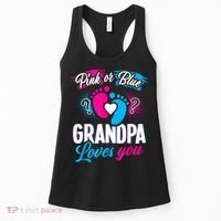 Pink Or Blue Grandpa Loves You Shirt Gender Reveal Baby Women's Tank Top thumb 0