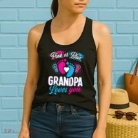 Pink Or Blue Grandpa Loves You Shirt Gender Reveal Baby Women's Tank Top thumb 2