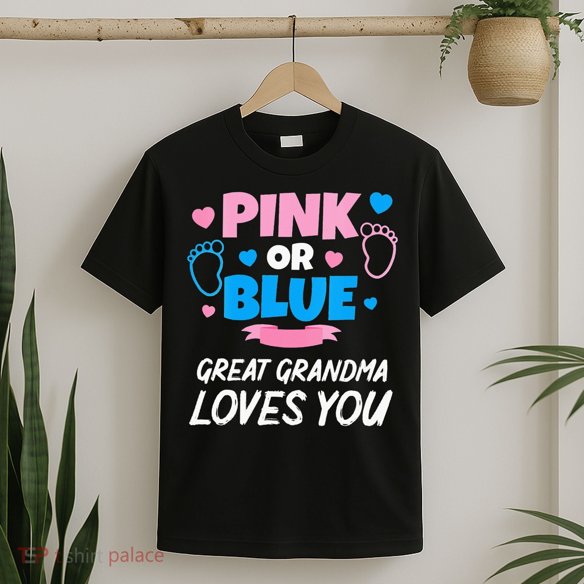 Pink Or Blue Great Grandma Loves You Baby Gender Reveal T-Shirt
