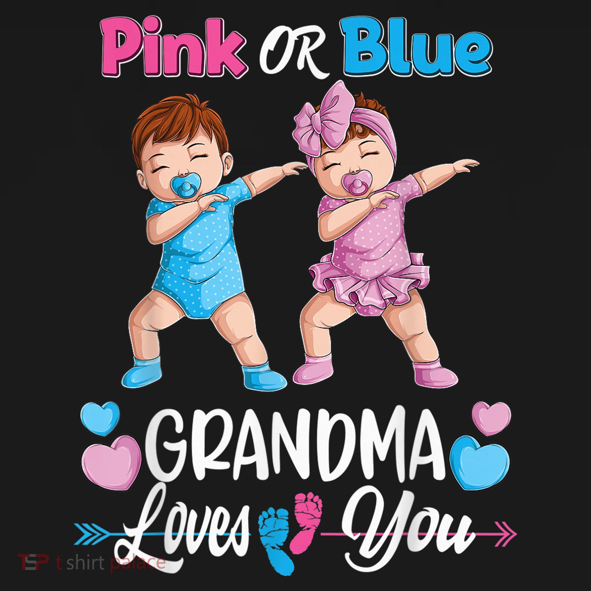 Pink Or Blue Grandma Loves You Baby Gender Reveal Party T-Shirt