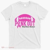 Pink Out Breast Cancer Awareness Football Ribbon T-Shirt thumb 0