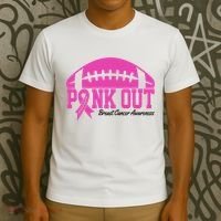 Pink Out Breast Cancer Awareness Football Ribbon T-Shirt thumb 3