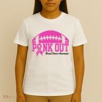 Pink Out Breast Cancer Awareness Football Ribbon T-Shirt thumb 4