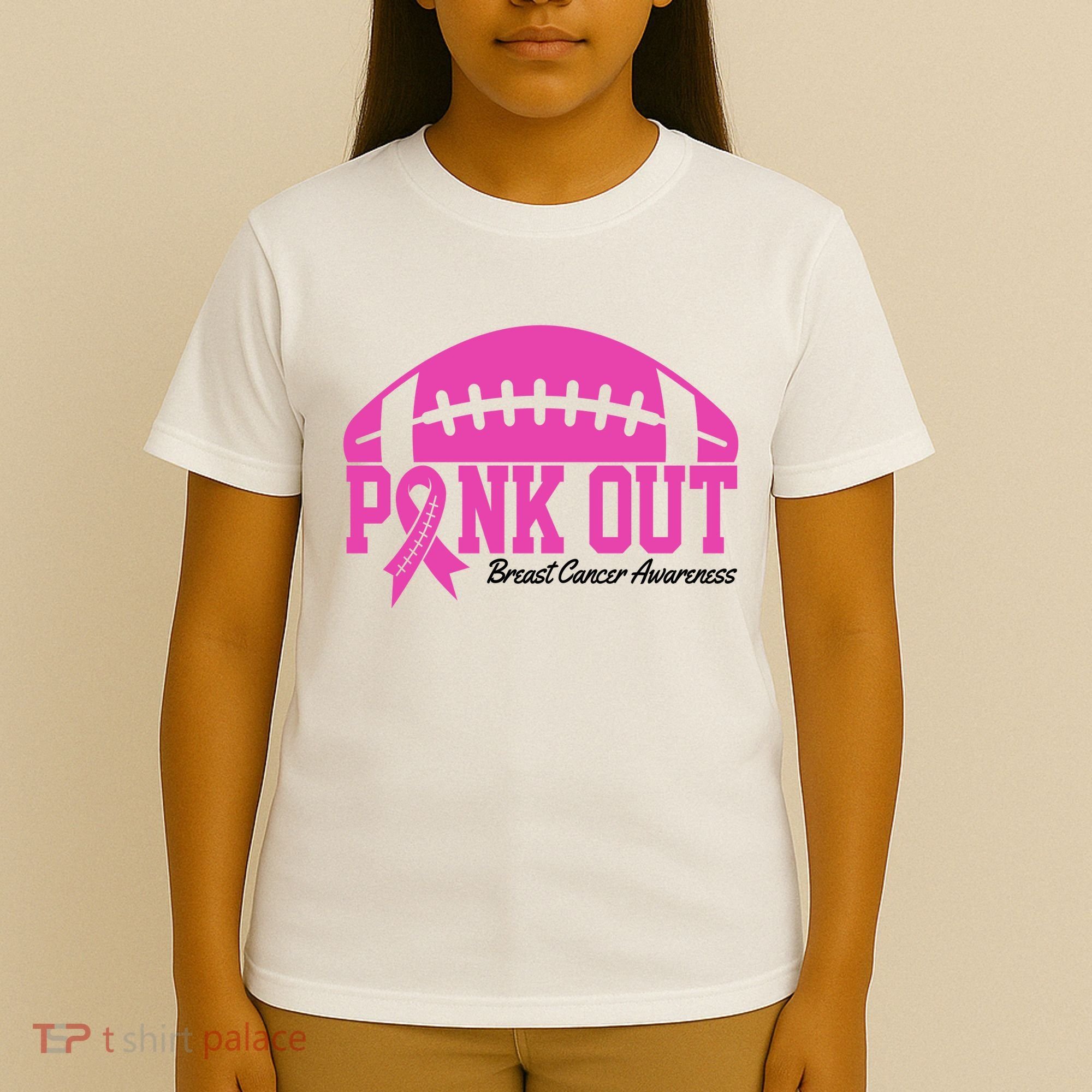 Pink Out Breast Cancer Awareness Football Ribbon T-Shirt