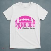 Pink Out Breast Cancer Awareness Football Ribbon T-Shirt thumb 5