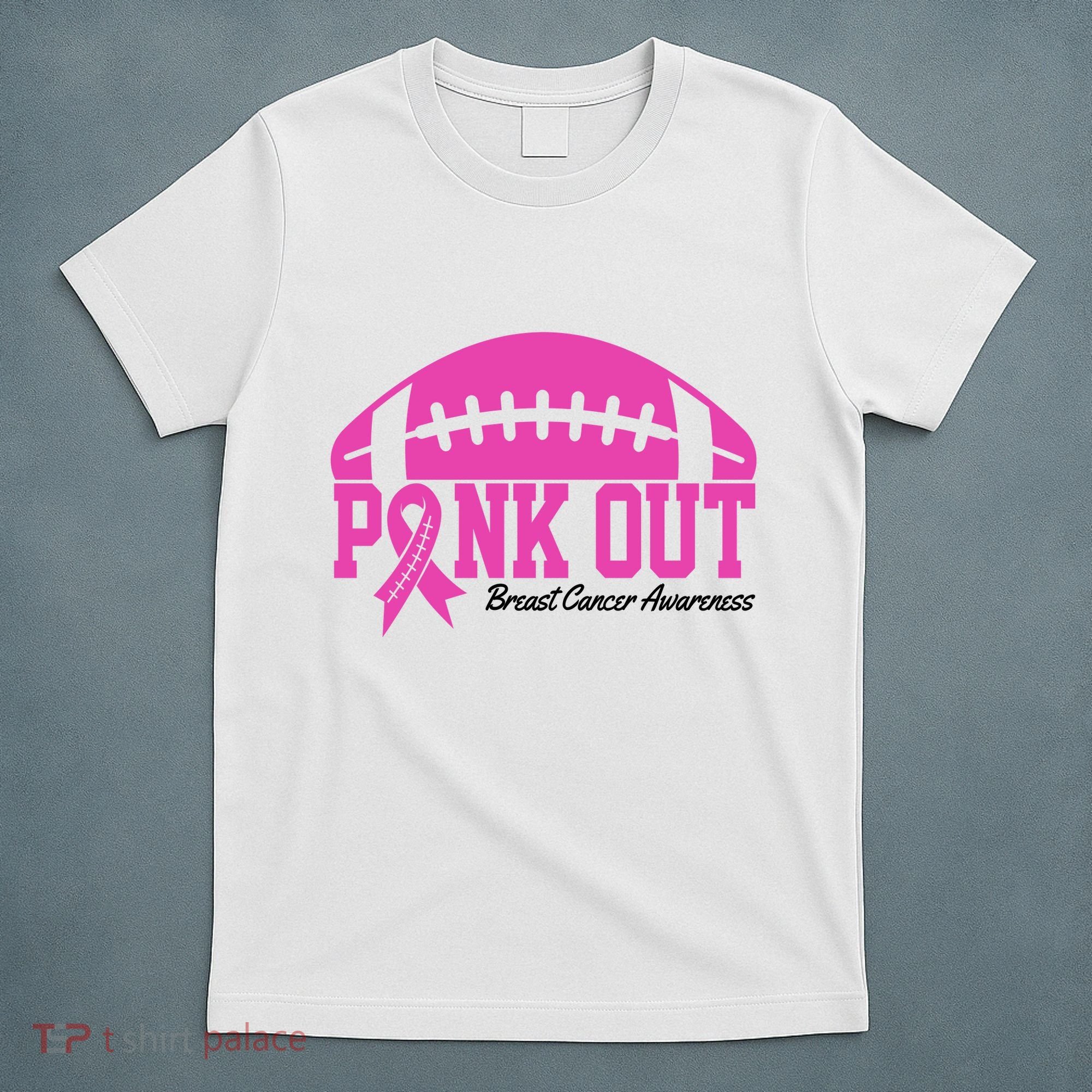 Pink Out Breast Cancer Awareness Football Ribbon T-Shirt