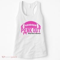 Pink Out Breast Cancer Awareness Football Ribbon Women's Tank Top thumb 0