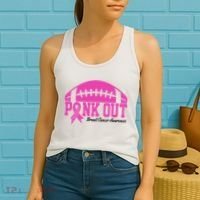 Pink Out Breast Cancer Awareness Football Ribbon Women's Tank Top thumb 2