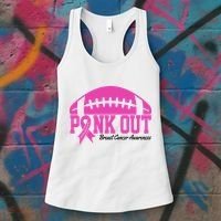 Pink Out Breast Cancer Awareness Football Ribbon Women's Tank Top thumb 3