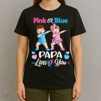 Pink Or Blue Papa Loves You Baby Gender Reveal Party T-Shirt thumb 4