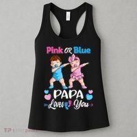 Pink Or Blue Papa Loves You Baby Gender Reveal Party Women's Tank Top thumb 3