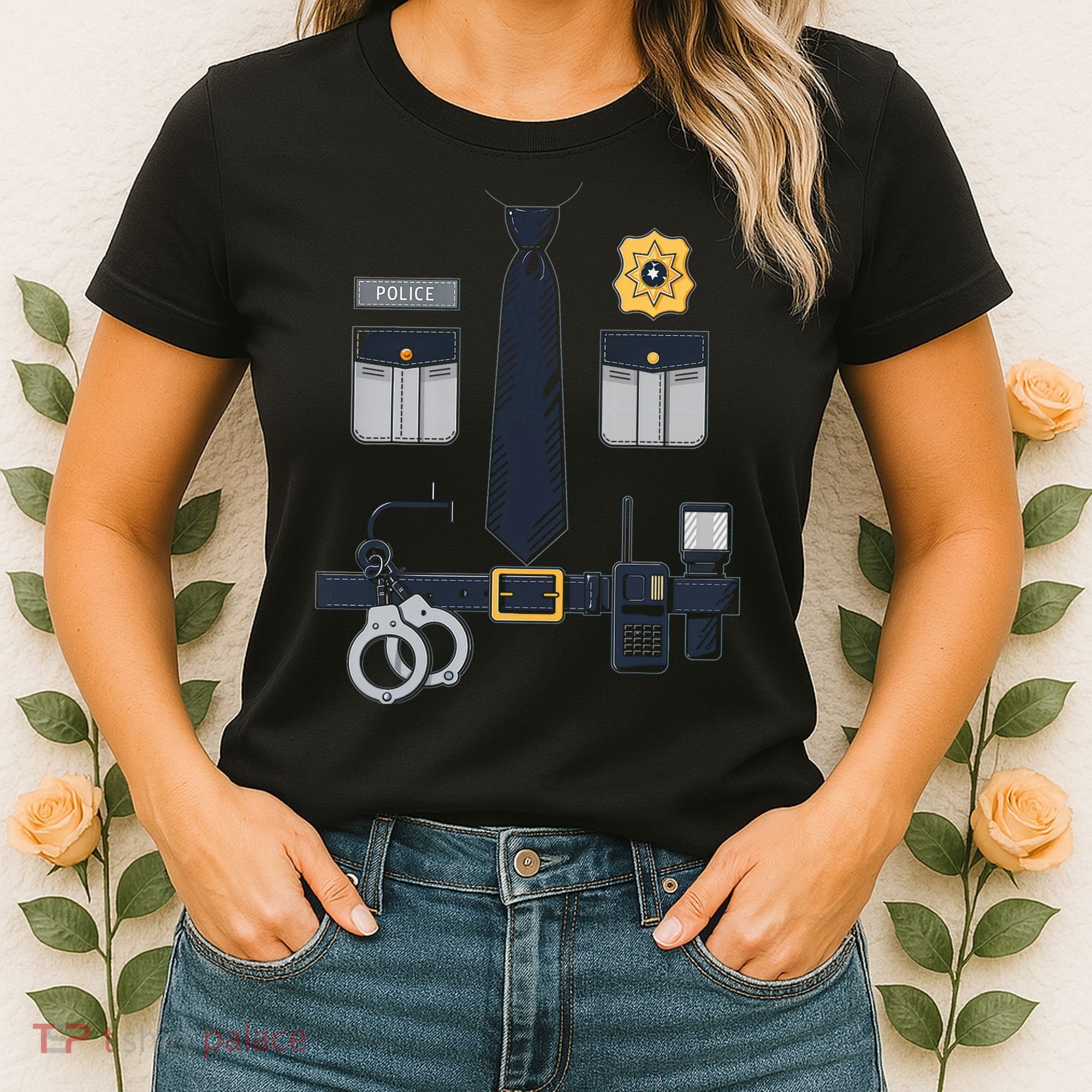 Police Officer Costume Police Badge Cop Halloween Women's T-Shirt