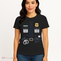 Police Officer Costume Police Badge Cop Halloween Women's T-Shirt thumb 4