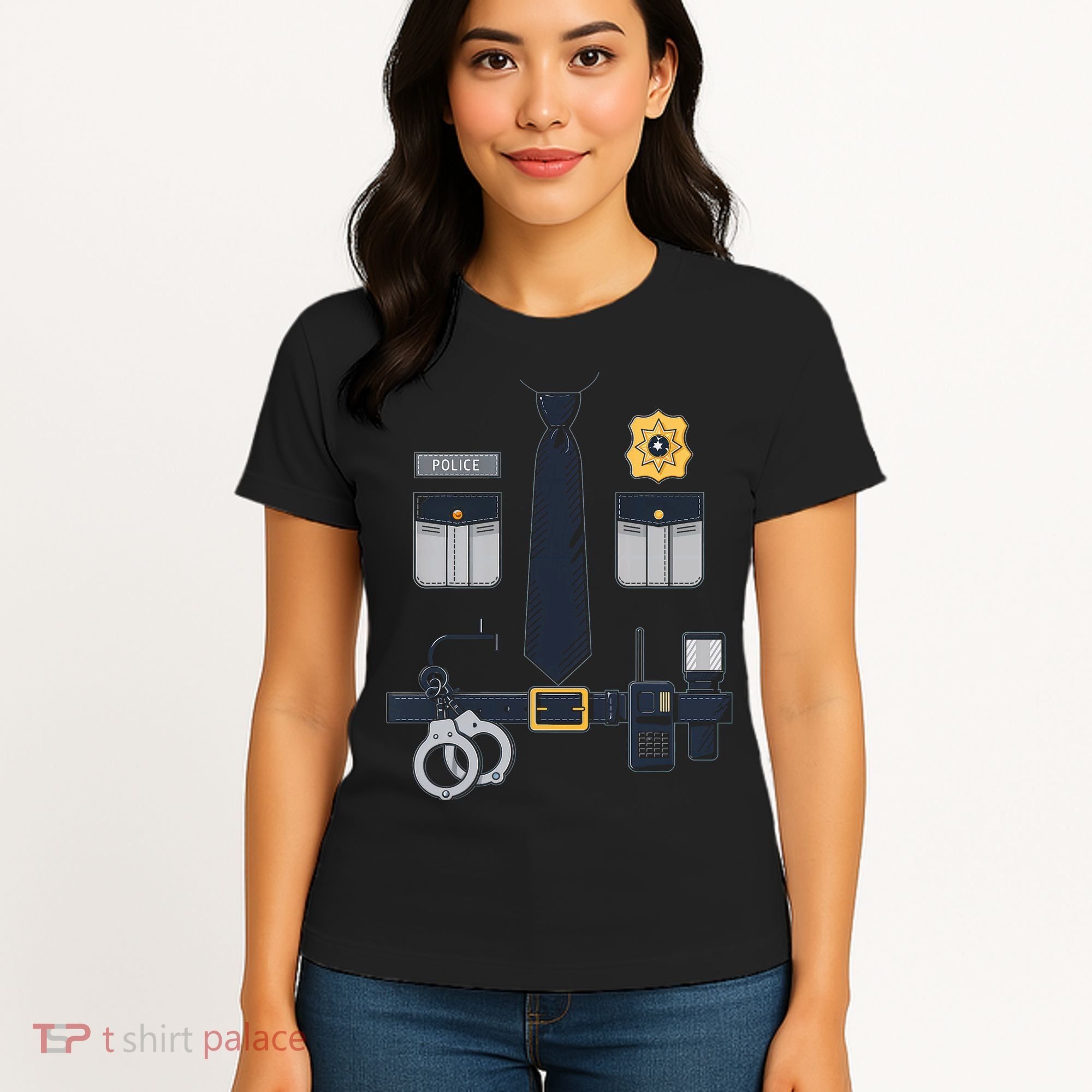 Police Officer Costume Police Badge Cop Halloween Women's T-Shirt