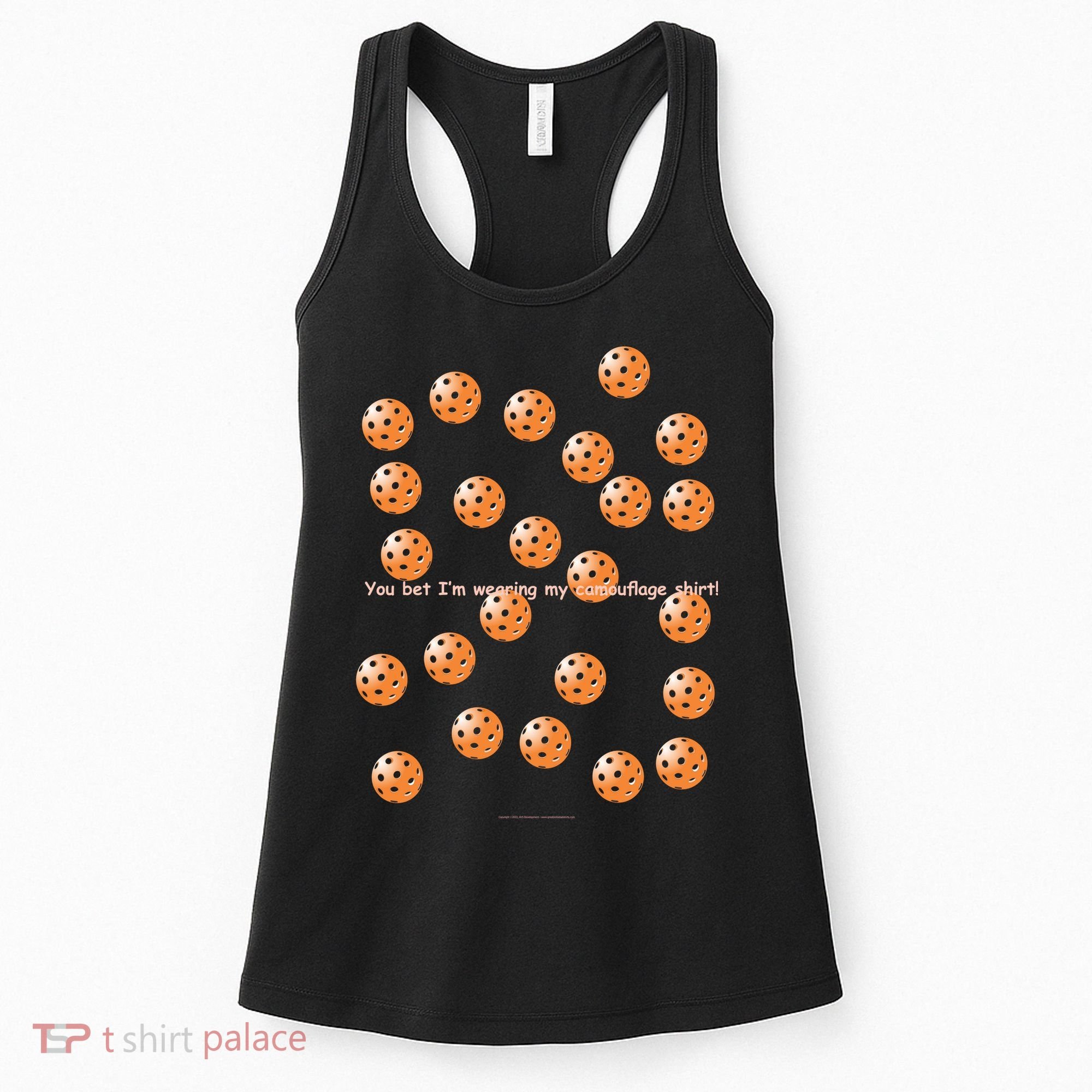 Pickleball Orange Camouflauge Shirt! Women's Tank Top
