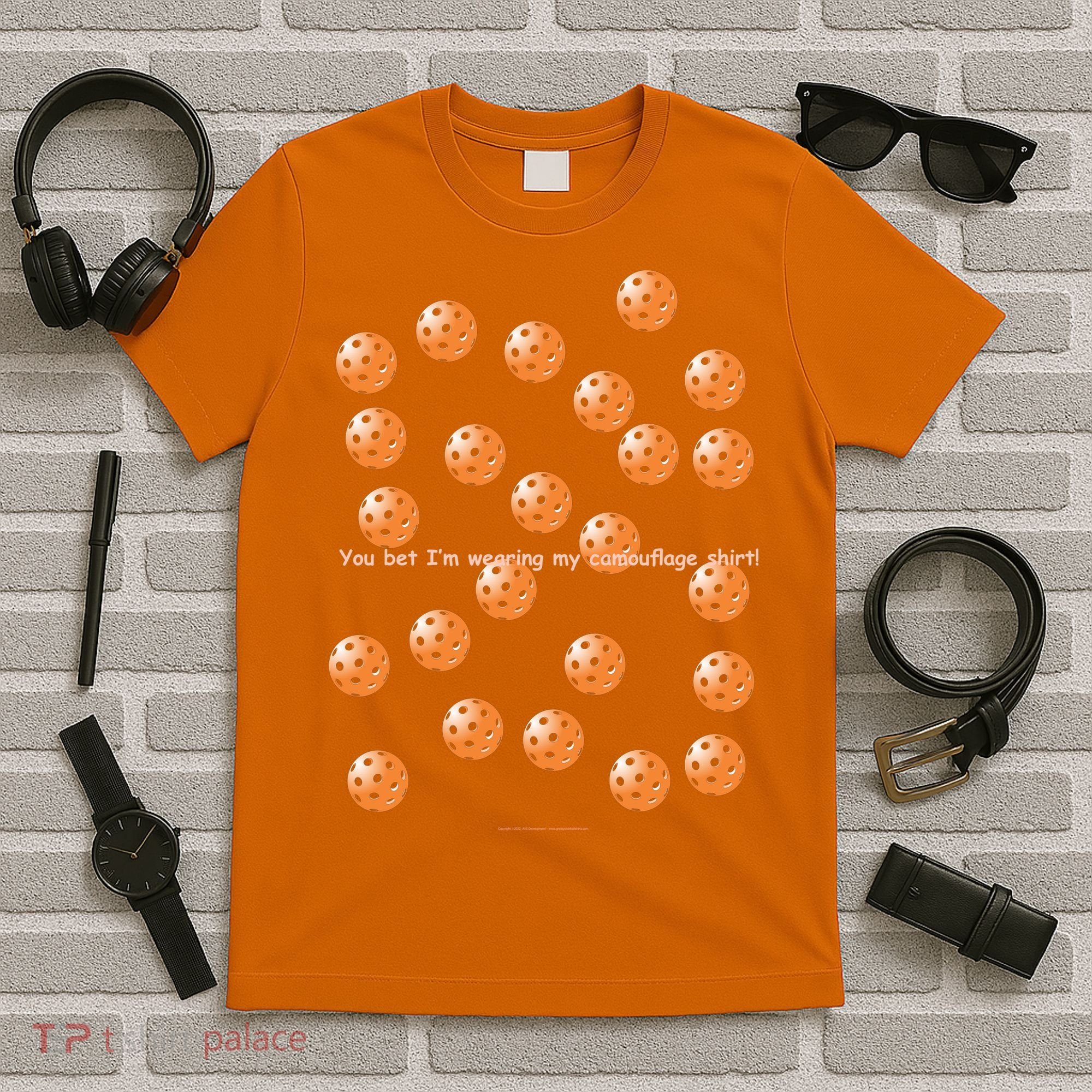 Pickleball Orange Camouflauge Shirt! T-Shirt