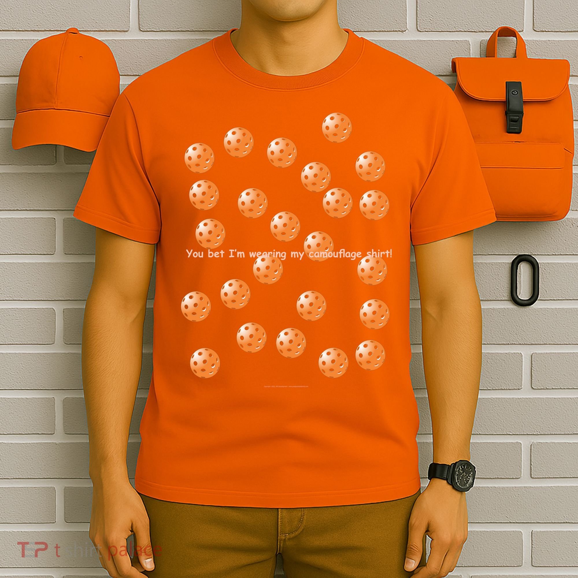 Pickleball Orange Camouflauge Shirt! T-Shirt