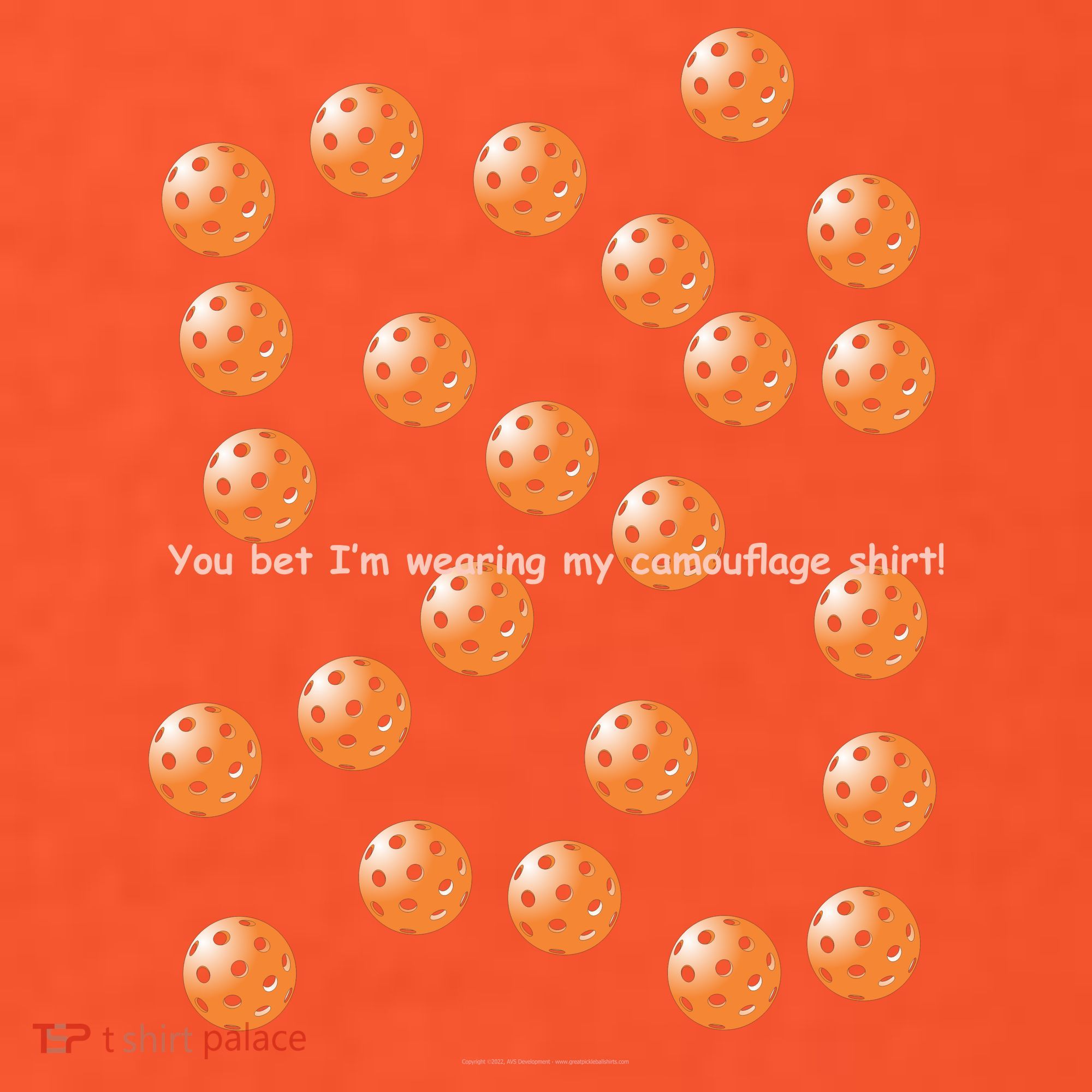 Pickleball Orange Camouflauge Shirt! T-Shirt